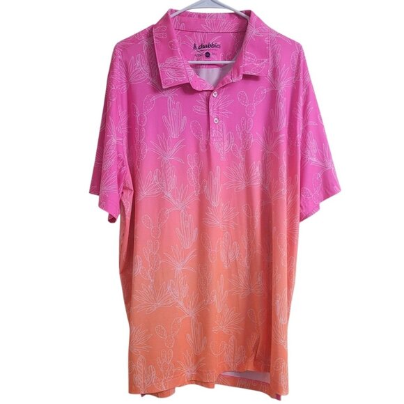 Chubbies Sunset Succulents Performance Polo Men 2XL Pink Orange Tropical XXL - Picture 1 of 10